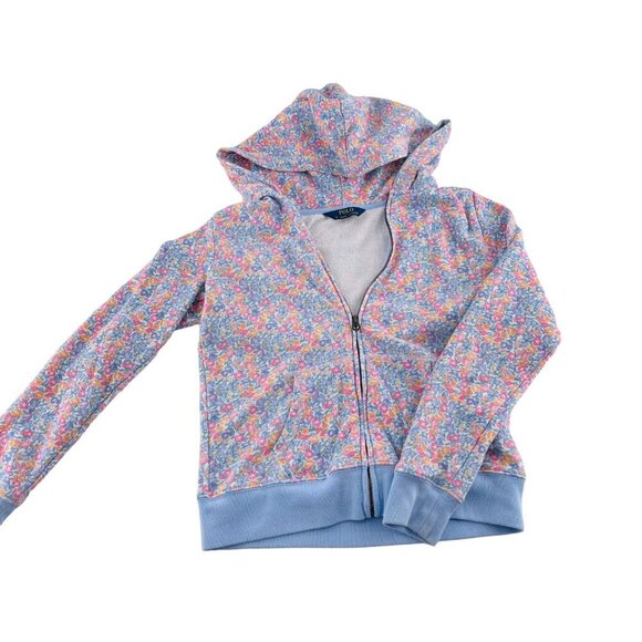 Polo Ralph Lauren Floral Print Zip-Up Hoodie L/G Multicolor Cotton Blend - Picture 1 of 6